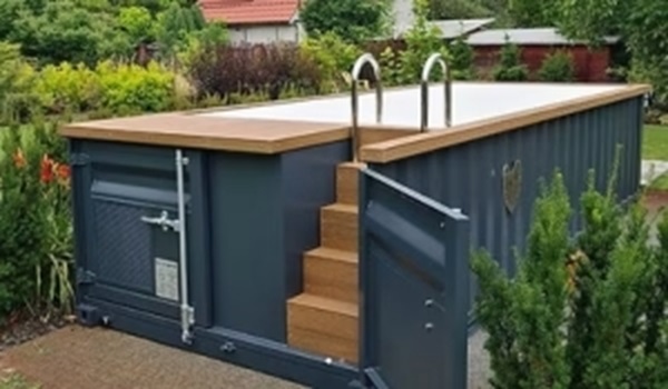 6,2 m x 2,5 m Containerpool mit Wärmepumpe